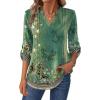 Zeagoo Womens Roll Up Long Sleeve Tops V Neck Shirts Dressy Casual Work Blouses S-2XL(Mz839)