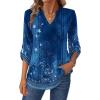 Zeagoo Womens Roll Up Long Sleeve Tops V Neck Shirts Dressy Casual Work Blouses S-2XL(Mz845)