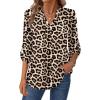 Zeagoo Womens Roll Up Long Sleeve Tops V Neck Shirts Dressy Casual Work Blouses S-2XL(Pa222)