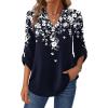 Zeagoo Womens Roll Up Long Sleeve Tops V Neck Shirts Dressy Casual Work Blouses S-2XL(Sf103)