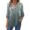 Zeagoo Womens Roll Up Long Sleeve Tops V Neck Shirts Dressy Casual Work Blouses S-2XL(Wf71)