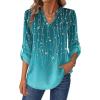 Zeagoo Womens Roll Up Long Sleeve Tops V Neck Shirts Dressy Casual Work Blouses S-2XL(Xh363)