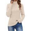 Zeagoo Womens Sweaters Turtleneck Cable Knit Long Sleeve Pullover Cute Fitted Trendy Basic Fall Winter Tops(Beige)