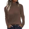 Zeagoo Womens Sweaters Turtleneck Cable Knit Long Sleeve Pullover Cute Fitted Trendy Basic Fall Winter Tops(Brown)
