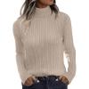Zeagoo Womens Sweaters Turtleneck Cable Knit Long Sleeve Pullover Cute Fitted Trendy Basic Fall Winter Tops(Dark Apricot)