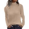 Zeagoo Womens Sweaters Turtleneck Cable Knit Long Sleeve Pullover Cute Fitted Trendy Basic Fall Winter Tops(Khaki)