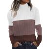 Zeagoo Womens Sweaters Turtleneck Cable Knit Long Sleeve Pullover Cute Fitted Trendy Basic Fall Winter Tops(Z Brown)