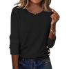 Zeagoo Womens Tops 2025 Long Sleeve Shirts for Fall Round Neck Blouses Floral Tunic Tops with Buttons Decor(Black)