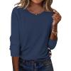 Zeagoo Womens Tops 2025 Long Sleeve Shirts for Fall Round Neck Blouses Floral Tunic Tops with Buttons Decor(Blue)