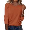 Zeagoo Womens Tops 2025 Long Sleeve Shirts for Fall Round Neck Blouses Floral Tunic Tops with Buttons Decor(Caramel)