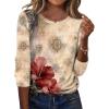Zeagoo Womens Tops 2025 Long Sleeve Shirts for Fall Round Neck Blouses Floral Tunic Tops with Buttons Decor(Floral-275)