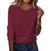 Zeagoo Womens Tops 2025 Long Sleeve Shirts for Fall Round Neck Blouses Floral Tunic Tops with Buttons Decor(Red)