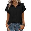Zeagoo Womens Tops Short Sleeve Shirts Button Down Casual Blouses V Neck Outfits Summer Spring Clothes 2026(Black)