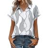 Zeagoo Womens Tops Short Sleeve Shirts Button Down Casual Blouses V Neck Outfits Summer Spring Clothes 2026(Chain Gray White)