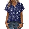 Zeagoo Womens Tops Short Sleeve Shirts Button Down Casual Blouses V Neck Outfits Summer Spring Clothes 2026(Floral Navy)