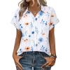 Zeagoo Womens Tops Short Sleeve Shirts Button Down Casual Blouses V Neck Outfits Summer Spring Clothes 2026(Floral White)