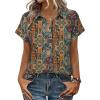 Zeagoo Womens Tops Short Sleeve Shirts Button Down Casual Blouses V Neck Outfits Summer Spring Clothes 2026(Multicolor721)