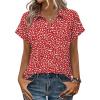 Zeagoo Womens Tops Short Sleeve Shirts Button Down Casual Blouses V Neck Outfits Summer Spring Clothes 2026(Polka Dot White)