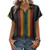 Zeagoo Womens Tops Short Sleeve Shirts Button Down Casual Blouses V Neck Outfits Summer Spring Clothes 2026(Stripe2)