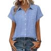Zeagoo Womens Tops Short Sleeve Shirts Button Down Casual Blouses V Neck Outfits Summer Spring Clothes 2026(Stripe4)