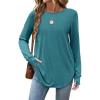 Zeagoo Womens Tunic Tops to Wear with Leggings Long Sleeve Crew Neck Thumb Hole Shirts Loose Tshirts Fall Clothes(Greyblue)