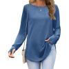 Zeagoo Womens Tunic Tops to Wear with Leggings Long Sleeve Crew Neck Thumb Hole Shirts Loose Tshirts Fall Clothes(Navy Blue)