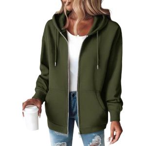 ZEAGOO Hoodies Women Zip Up Hoodie Oversized Sweatshirt Fleece Jackets Spring Fall Winter Coats 2026 Fashion(Army Green)