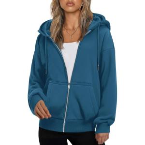 ZEAGOO Hoodies Women Zip Up Hoodie Oversized Sweatshirt Fleece Jackets Spring Fall Winter Coats 2026 Fashion(Blue-green)