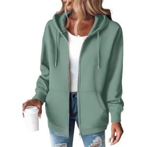 ZEAGOO Hoodies Women Zip Up Hoodie Oversized Sweatshirt Fleece Jackets Spring Fall Winter Coats 2026 Fashion(Green)