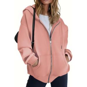 ZEAGOO Hoodies Women Zip Up Hoodie Oversized Sweatshirt Fleece Jackets Spring Fall Winter Coats 2026 Fashion(Pink)