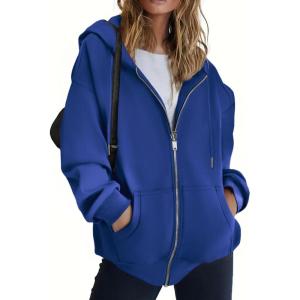 ZEAGOO Hoodies Women Zip Up Hoodie Oversized Sweatshirt Fleece Jackets Spring Fall Winter Coats 2026 Fashion(Royal Blue)