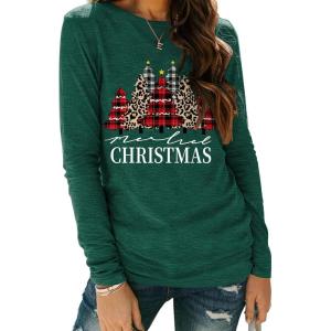 Zeagoo 3 Pack Long Sleeve Shirts for Women Casual Soft Crewneck Basic Tee Tops Fall Outfit Clothes(A Christmas Green 484(1 Piece))