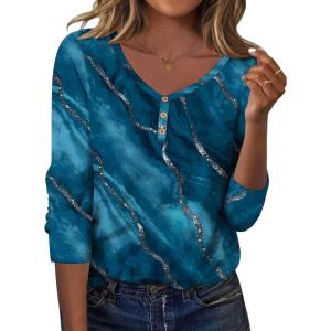 Zeagoo Women Tops Loose Fit Long Sleeve V Neck T Shirts Business Casual Blouses Dressy Fall Fashion Work Clothes(Floral Green-cx287)