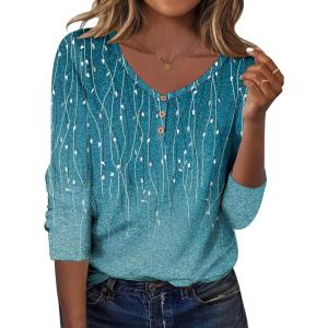 Zeagoo Women Tops Loose Fit Long Sleeve V Neck T Shirts Business Casual Blouses Dressy Fall Fashion Work Clothes(Green Leave-xh363)
