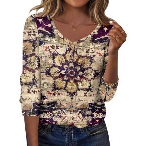Zeagoo Women Tops Loose Fit Long Sleeve V Neck T Shirts Business Casual Blouses Dressy Fall Fashion Work Clothes(Multicolor-mz857)