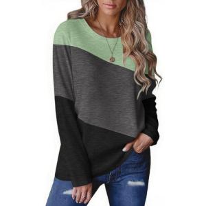 Zeagoo Women’s Color Block Tops Long Sleeve Fall Tunic Top Casual Round Neck Pullover Shirts Dressy Work Outfit 2025(Pat3)