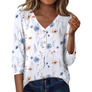 Zeagoo Women’s Long Sleeve Shirts V Neck Dressy Casual Tops Trendy Button Down Blouse Fall Fashion Work Clothes(Bf112)
