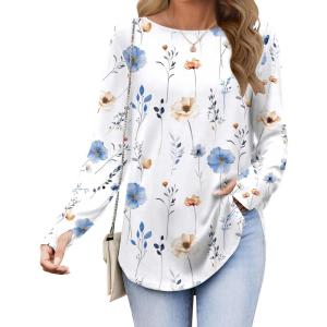 Zeagoo Womens Tunic Tops to Wear with Leggings Long Sleeve Crew Neck Thumb Hole Shirts Loose Tshirts Fall Clothes(Bf290)