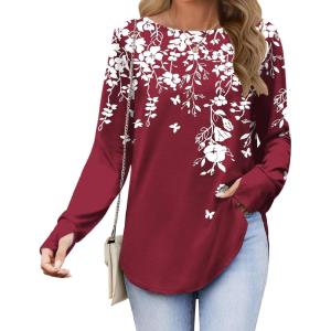 Zeagoo Womens Tunic Tops to Wear with Leggings Long Sleeve Crew Neck Thumb Hole Shirts Loose Tshirts Fall Clothes(Sf186)