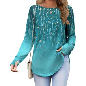 Zeagoo Womens Tunic Tops to Wear with Leggings Long Sleeve Crew Neck Thumb Hole Shirts Loose Tshirts Fall Clothes(Xh363)