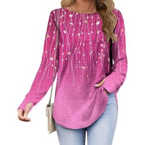 Zeagoo Womens Tunic Tops to Wear with Leggings Long Sleeve Crew Neck Thumb Hole Shirts Loose Tshirts Fall Clothes(Xh370)