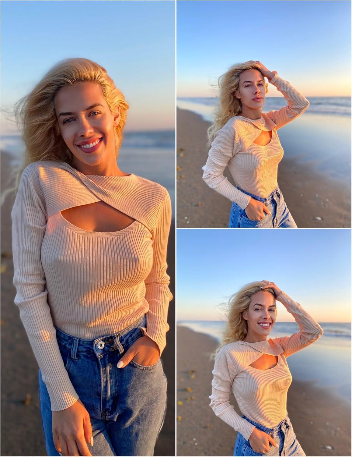 imageZeagoo Sweaters for Women 2026 Knit Trendy Long Sleeve Lightweight Slim Fit Pullover Cutout Tops SXXLCoffee