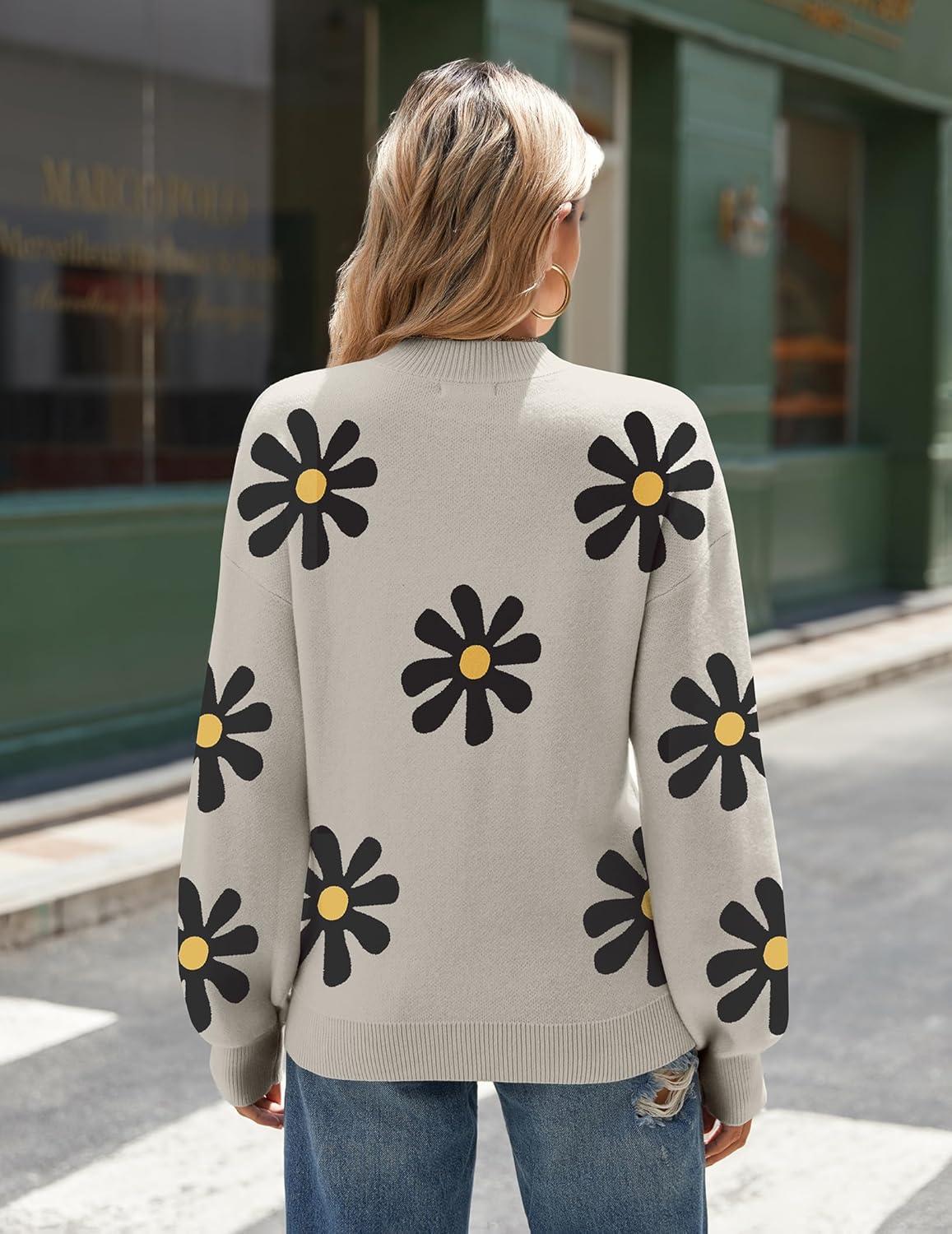 imageZeagoo Sweaters for Women Fall Fashion 2025 Trendy Long Sleeve Turtleneck Pullover Lantern Knit Sweater TopsApricotflower