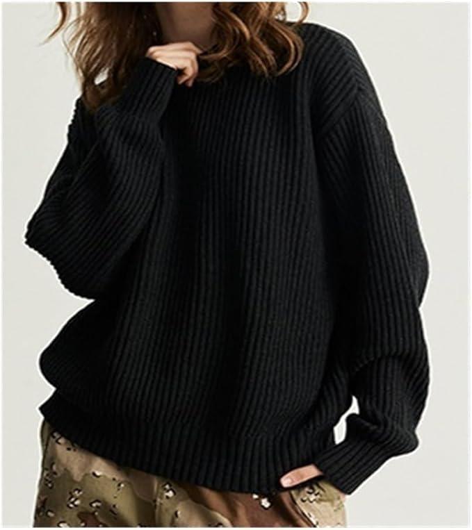 imageZeagoo Women 2026 Fall Lightweight Oversized Sweater Crew Neck Long Sleeve Color Block Pullover Rib Knit Blouse Tops XS2XLAll Black