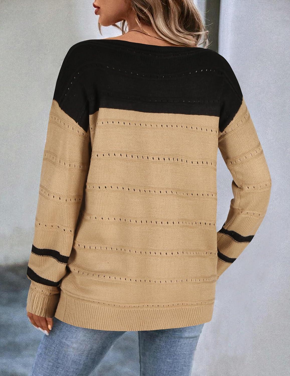imageZeagoo Womens Sweaters Cute Long Sleeve Off The Shoulder Pullover Tops Hollow Out Crochet Dressy Casual OutfitsMocha Brownblack