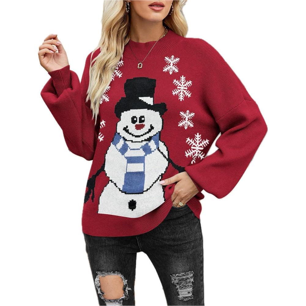 imageZeagoo Sweaters for Women Fall Fashion 2025 Trendy Long Sleeve Turtleneck Pullover Lantern Knit Sweater TopsSd19