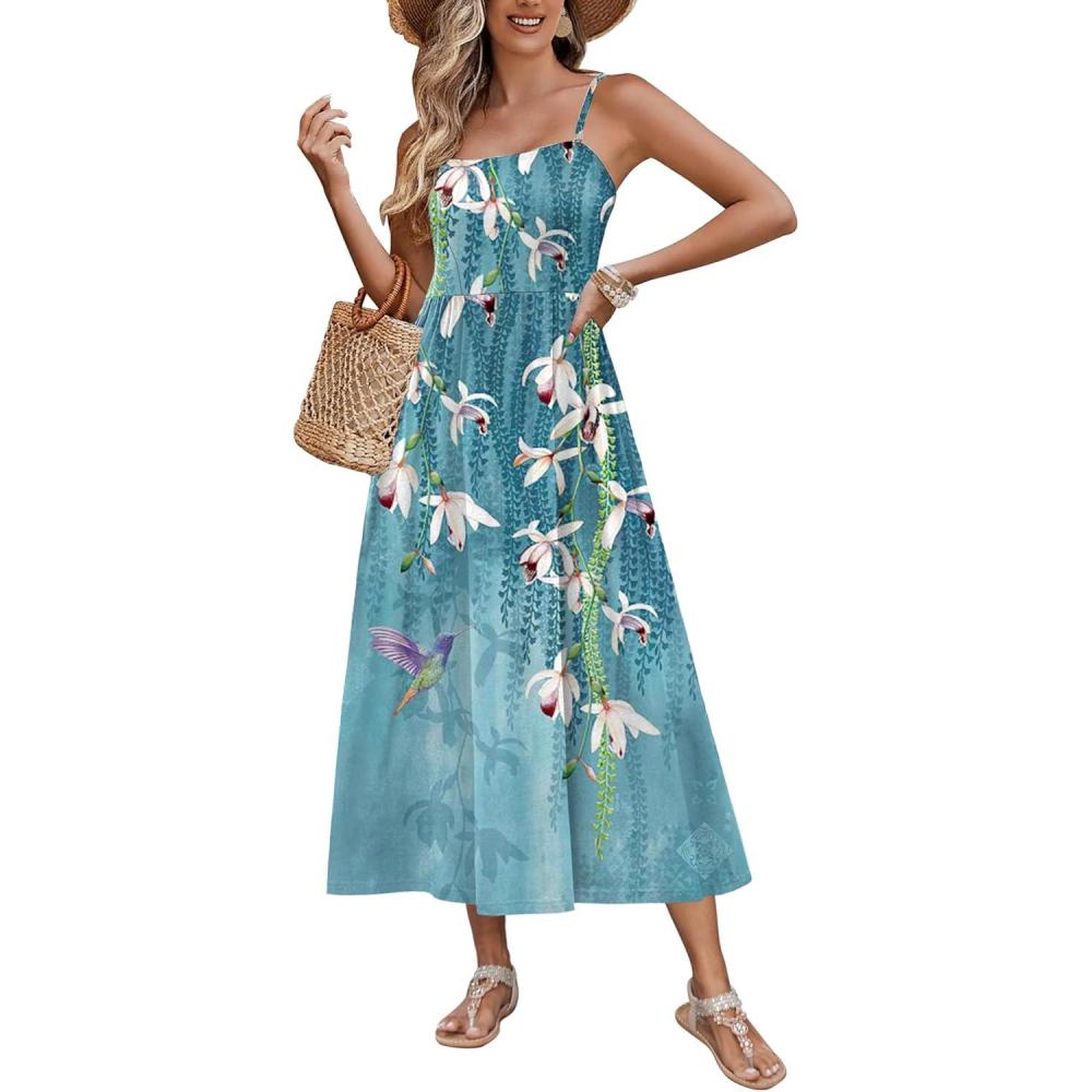 imageZeagoo Womens Summer Casual Boho Sundress Spaghetti Strap Square Neck Flowy Midi Dresses A Line Beach Dress with Pockets02zw89