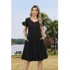 ZEAGOO Womens Summer A-Line Dress with Pockets Mini Short Sleeve Dresses Flowy Beach Swing Dress 2026 Vacation Travel(Black)
