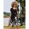 ZEAGOO Womens Summer A-Line Dress with Pockets Mini Short Sleeve Dresses Flowy Beach Swing Dress 2026 Vacation Travel(Black Flowers)