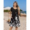 ZEAGOO Womens Summer A-Line Dress with Pockets Mini Short Sleeve Dresses Flowy Beach Swing Dress 2026 Vacation Travel(Black Flowers)